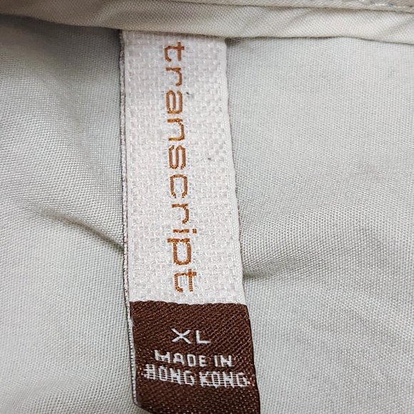 Transcript Blue Striped Button Up Cool Shirt Rough Edge Trim Back & Hem Size XL - Picture 9 of 16